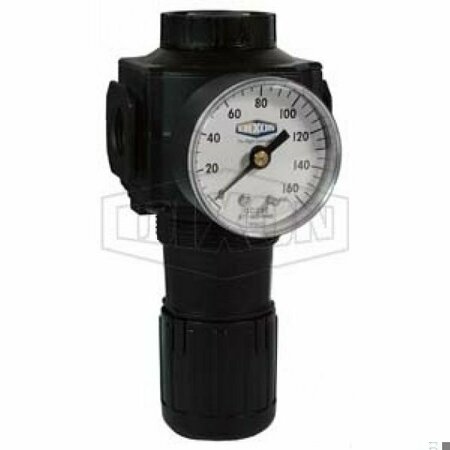 DIXON Norgren by Excelon 1 Series Relieving Standard Regulator with GC230 Gauge, 3/8 in PTF, 5 to 150 psi R74G-3RG